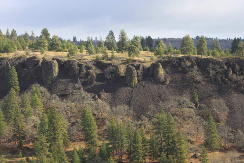 Basalt bluffs on east side of Major Creek