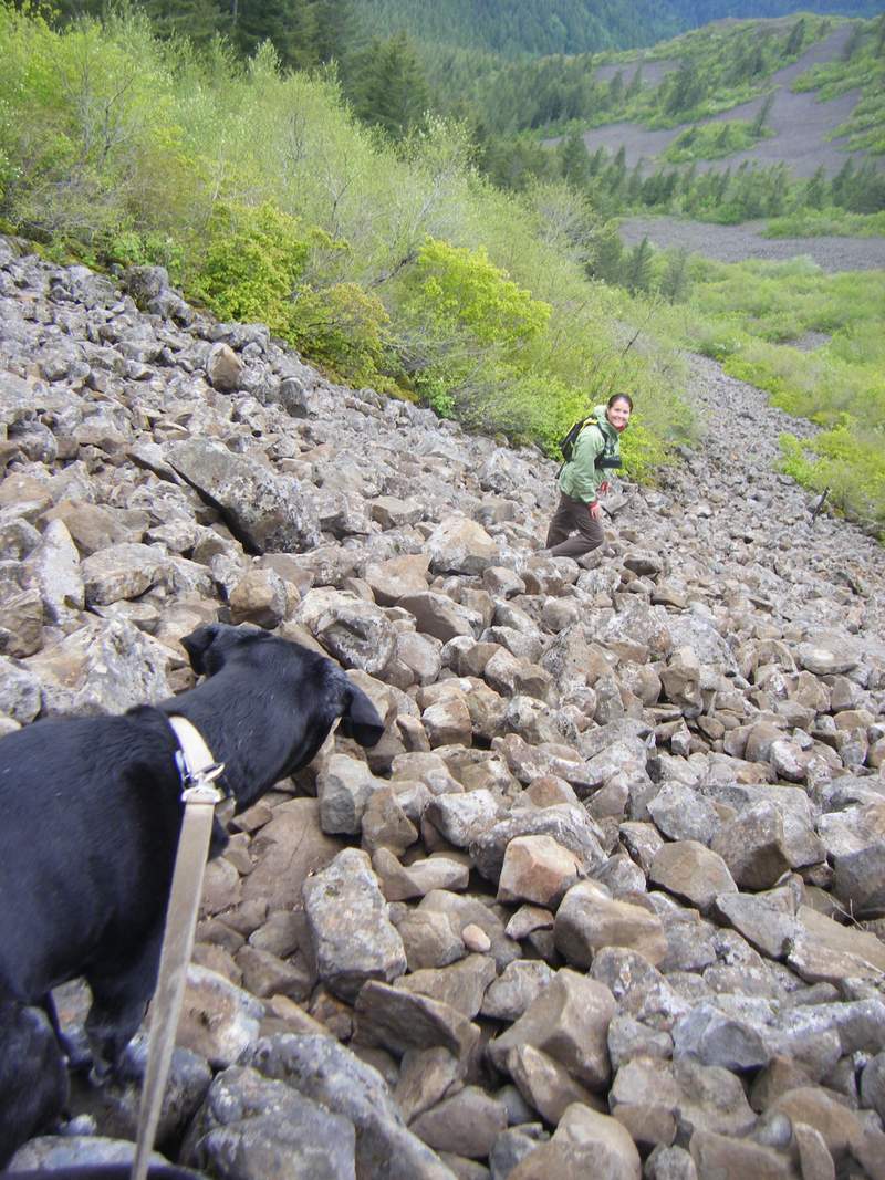 going down the talus slope
