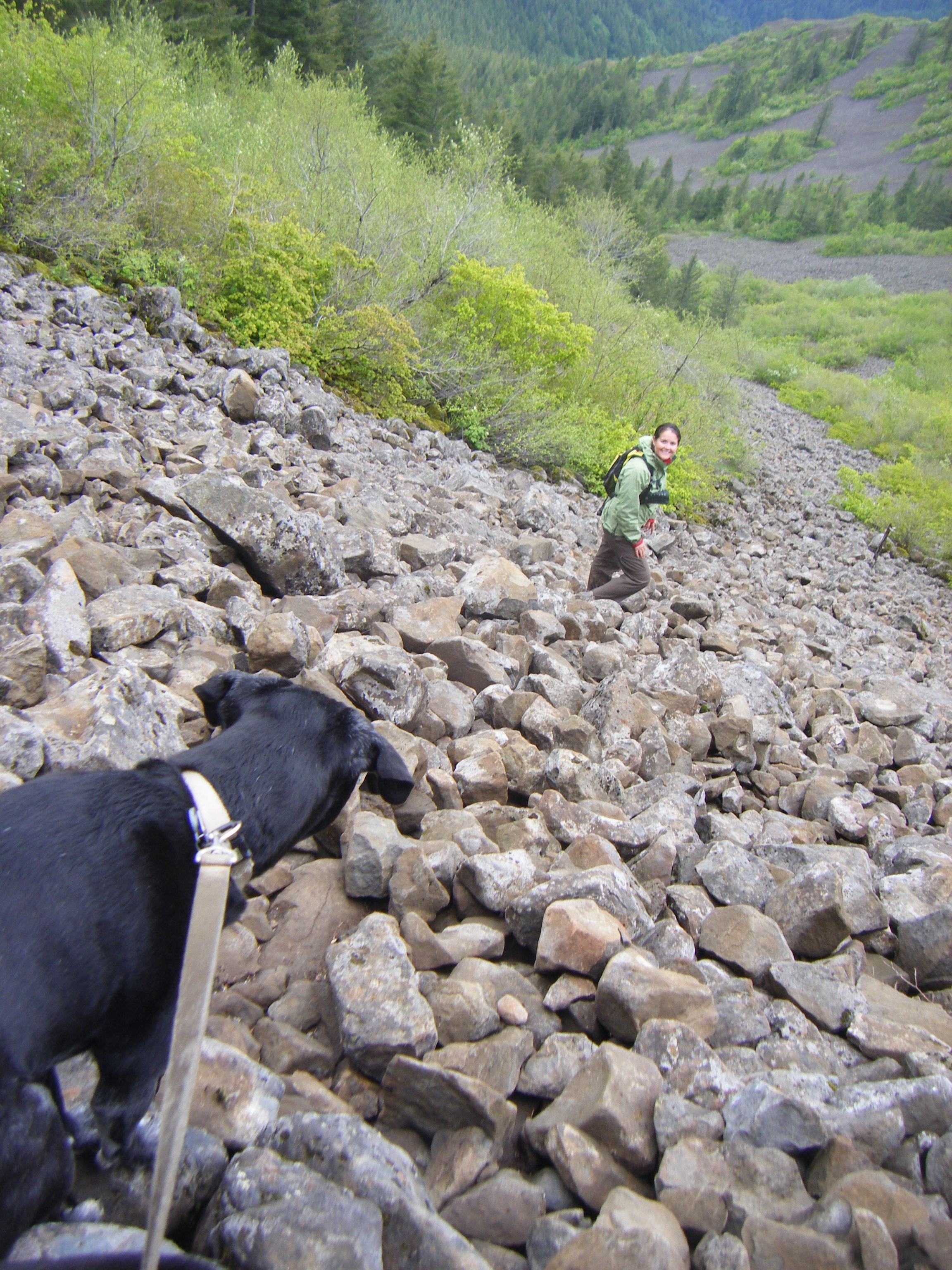 going down the talus slope
