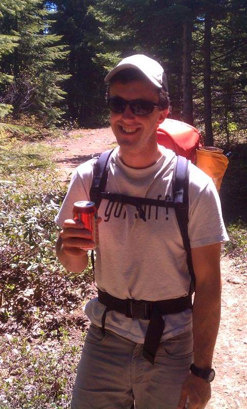 Trail beer: what you can't see is the rest of the six pack dangling from my other hand.