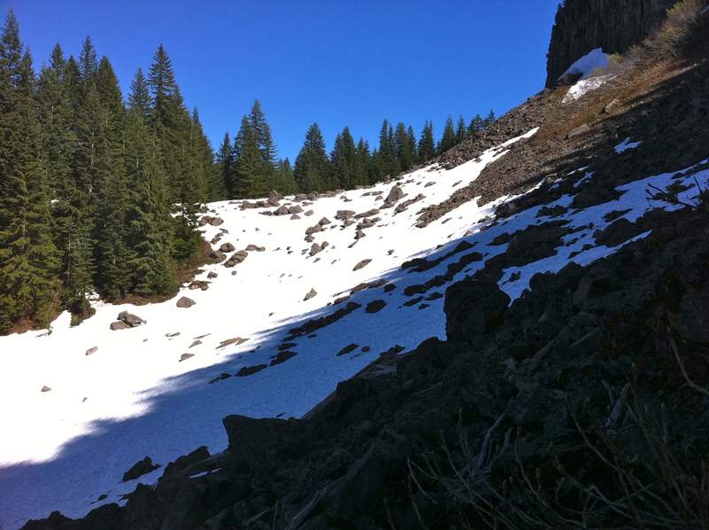 The snowfield is making some progress. I managed to put a foot hole in the pathway :)