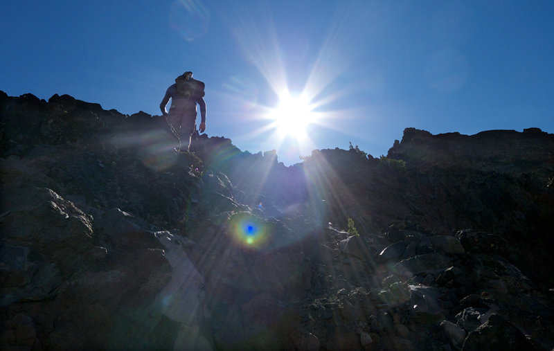 Scrambling up the Northwest Ridge