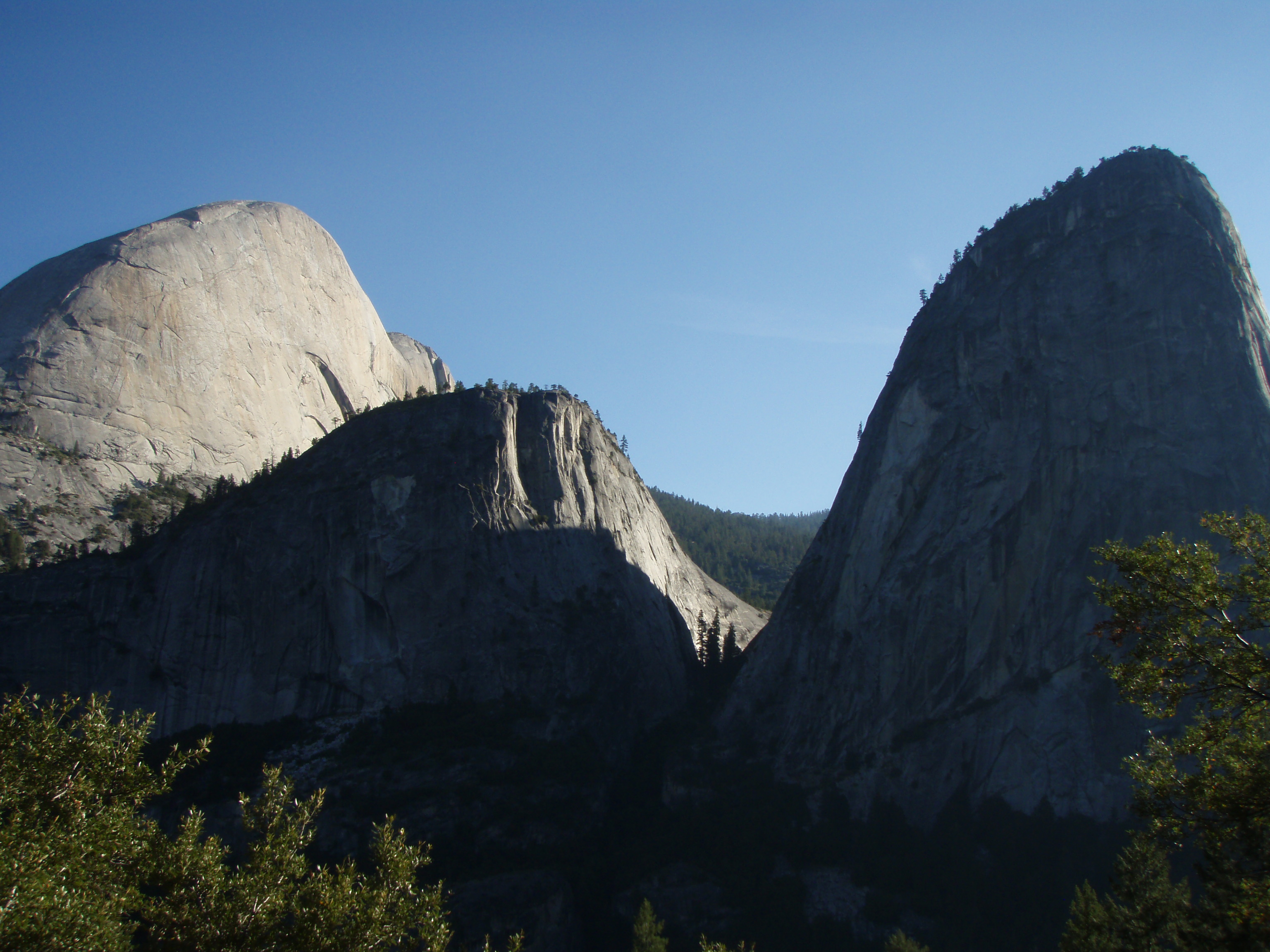 Half Dome, Mount Broderick and Liberty Cap from the John Muir Trail
