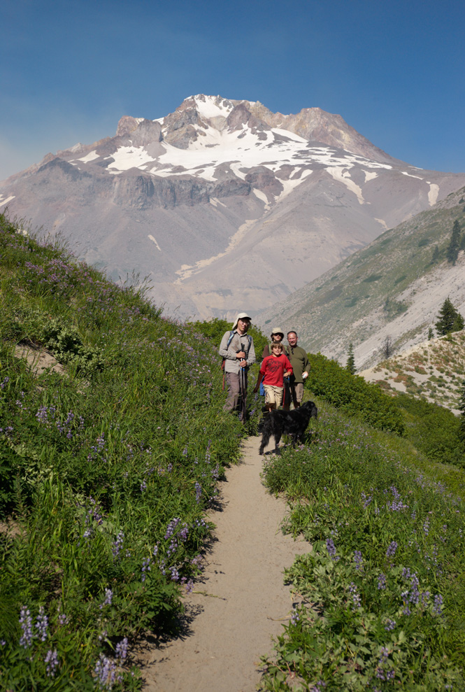 Me (on the left) and our friends. Alex (the kids' dad) hiked to base camp of Everest this year, so no doubt he beat us all for a mile to the trailhead