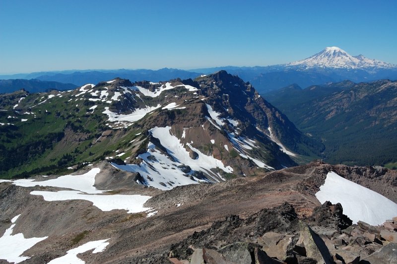 Looking toward Hawkeye Point, Goat Lake, and Rainier