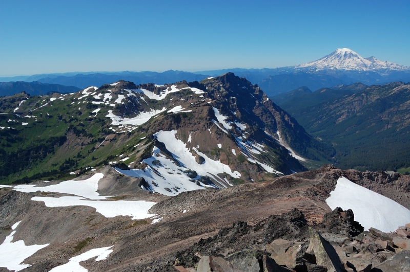 Looking toward Hawkeye Point, Goat Lake, and Rainier