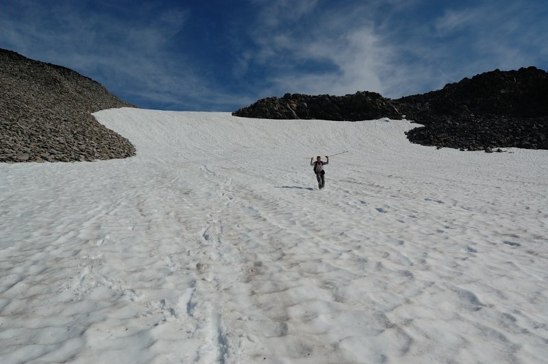 My dad glissading