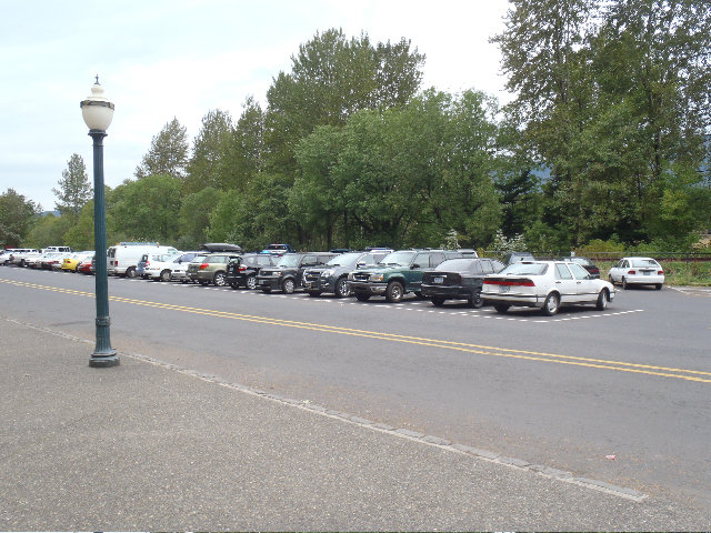 Our cars, parked so close for a quick escape from the flopperinos!