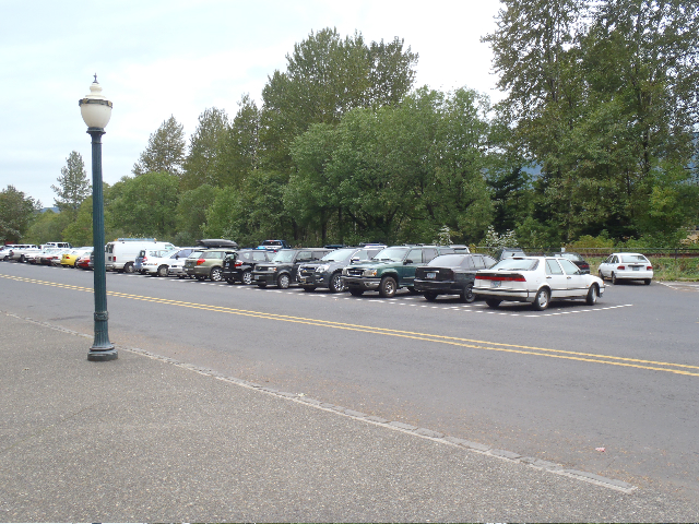 Our cars, parked so close for a quick escape from the flopperinos!