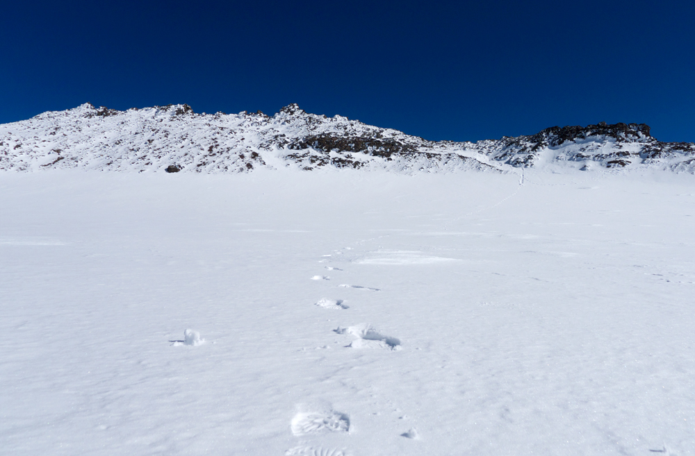 Traversing back across the crater