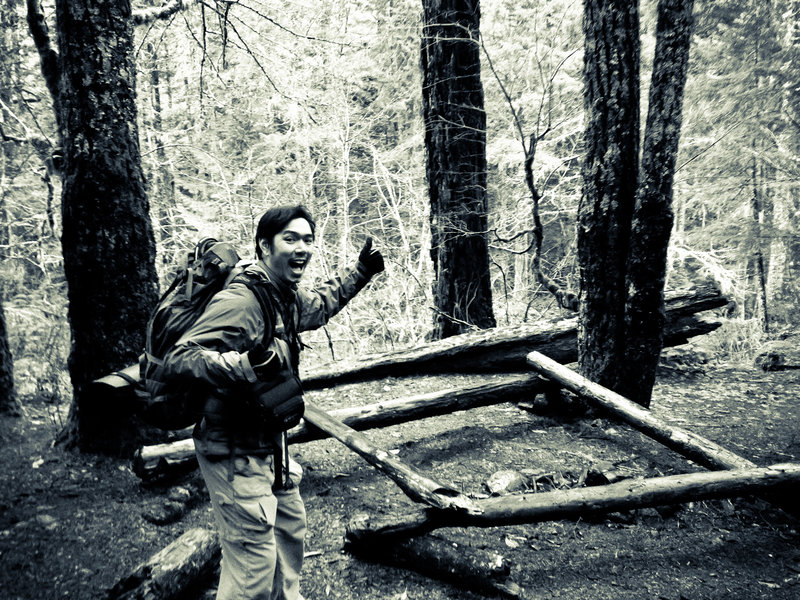 Nick posing in our campsite at 7.5 mile
