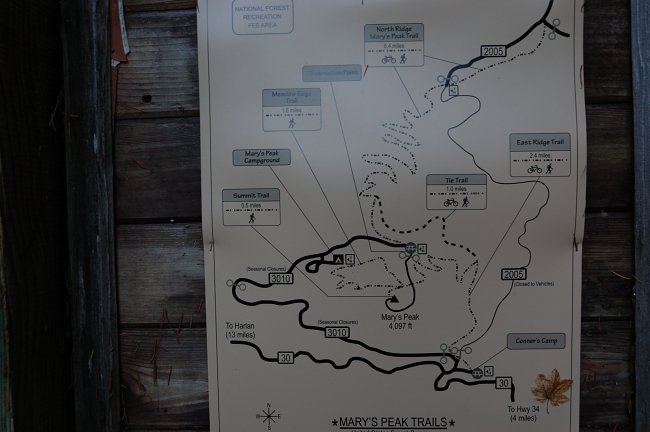 Map of the area @ one of the lower trailheads. The upper road will be gated for winter, probably as soon as first snow arrives