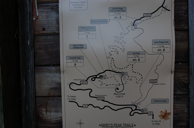 Map of the area @ one of the lower trailheads. The upper road will be gated for winter, probably as soon as first snow arrives