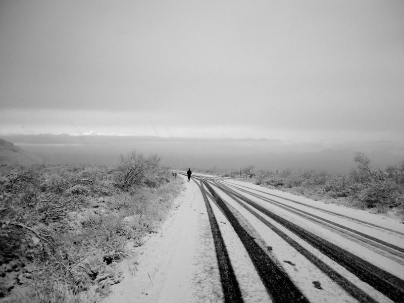 Running back down the access road to Dripping Springs.