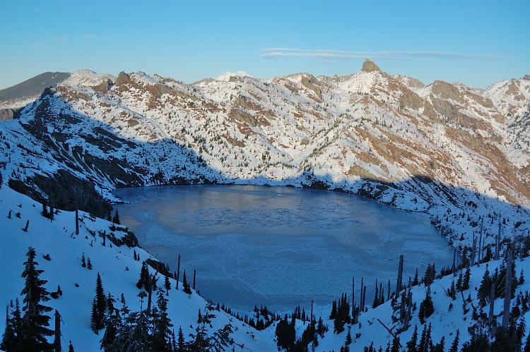 St Helens Lake was frozen