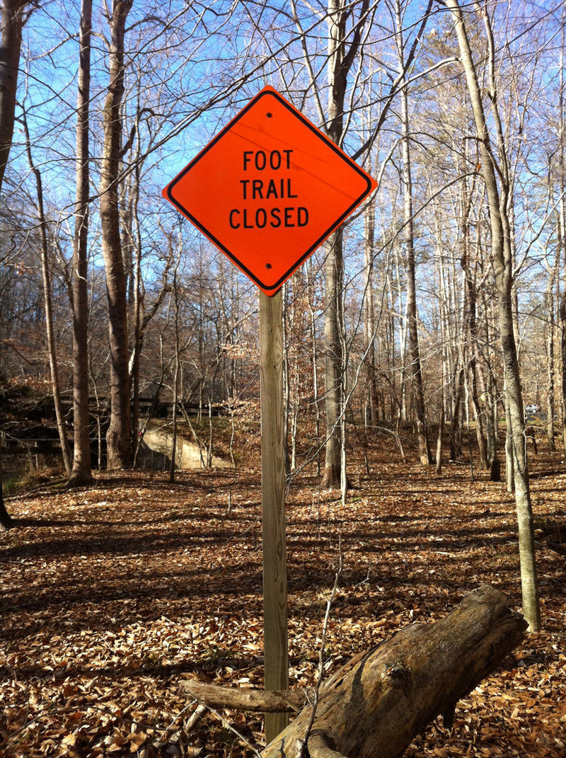 Back East, we have construction crews put in our trail signs.