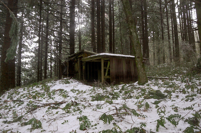 The shelter - does anyone know the story behind it, and why it's built so far off-trail?