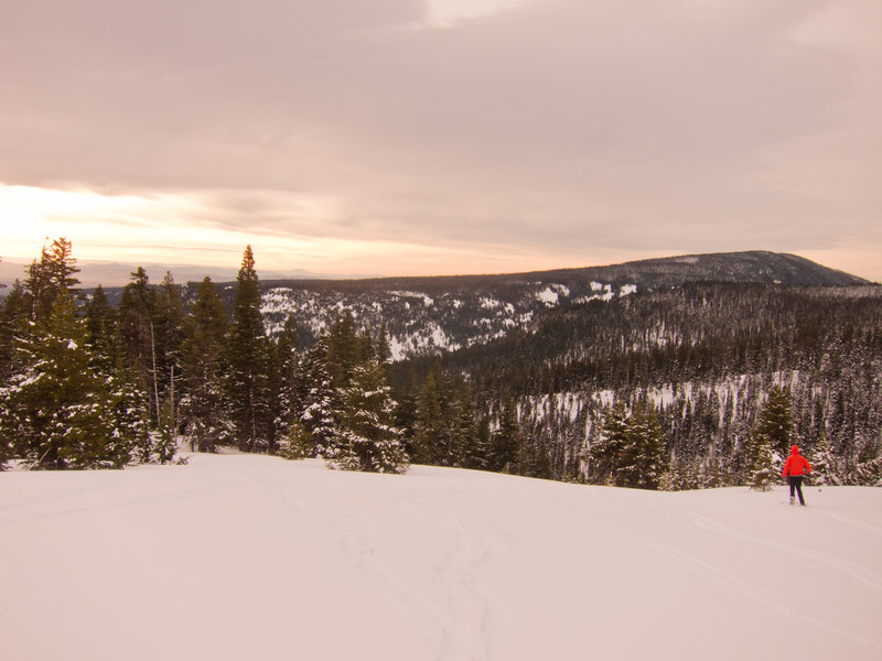 Tommy taking a lap on the skis