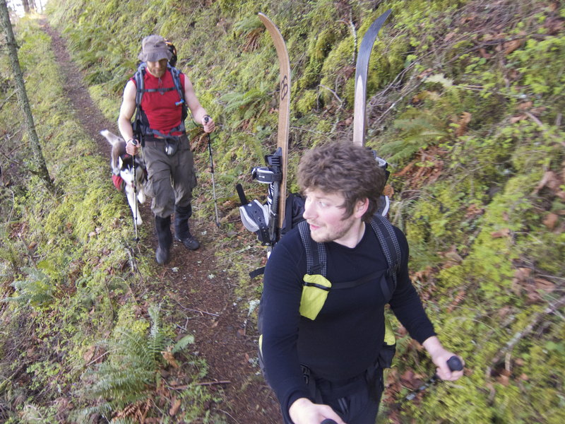 Hiking out.