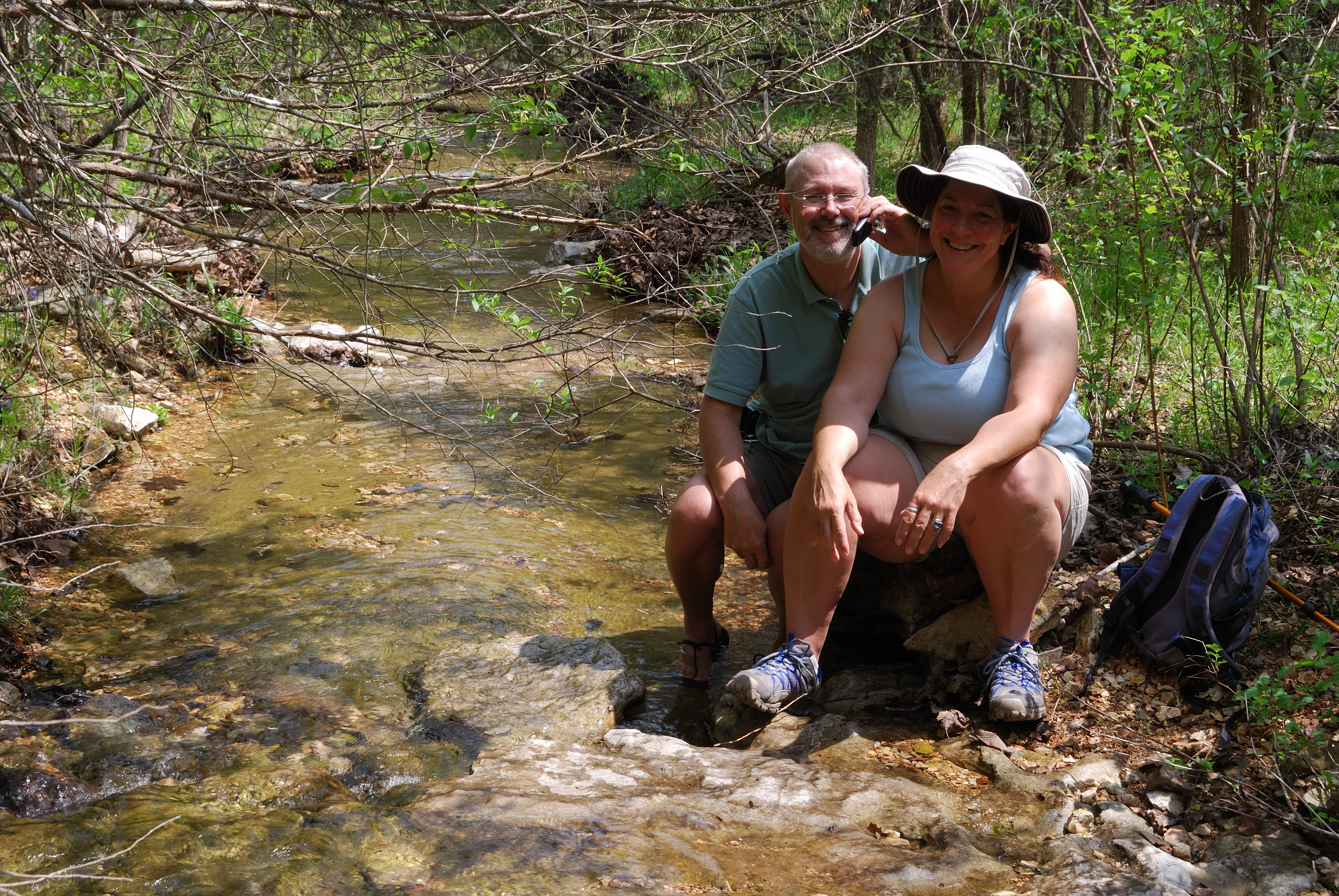 Lunch break by a creek