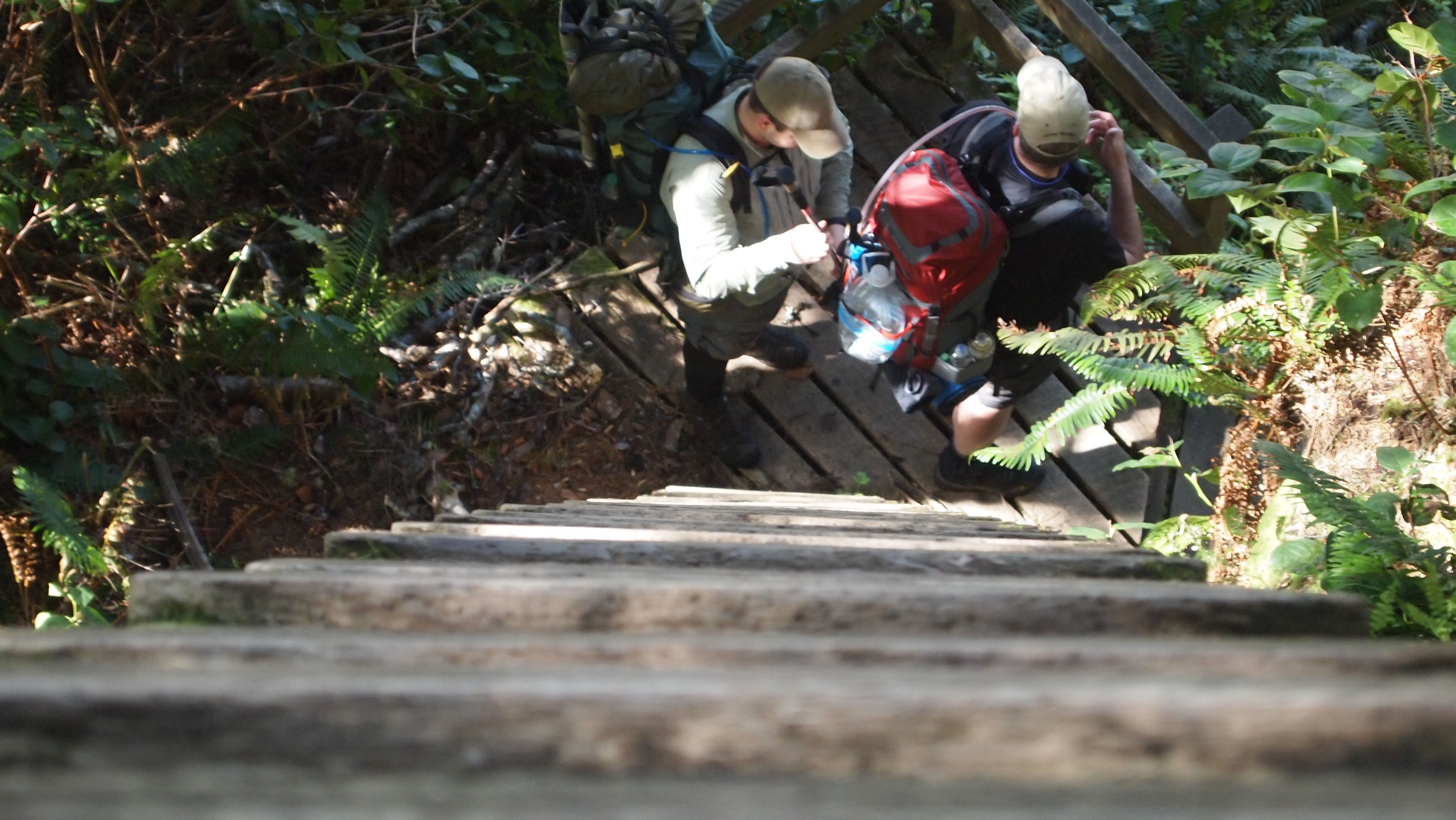 Securing trekking poles to pack