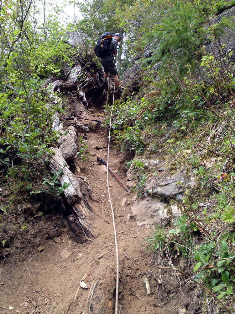 eroded section of connector trail