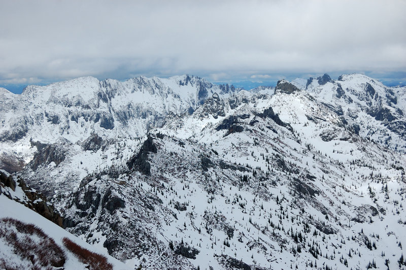 Mt. Whittier (the ridge at left) and Margaret (extreme right)