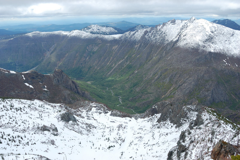 Coldwater Lake valley (only the small portion of the lake is visible)