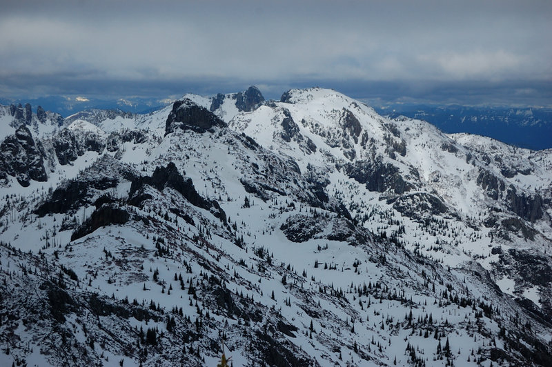 Mt. Margaret zoomed in (rounded summit on the right). The Dome rock can be seen just left of Margaret