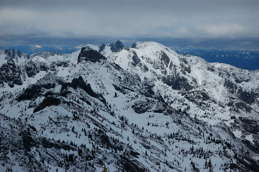 Mt. Margaret zoomed in (rounded summit on the right). The Dome rock can be seen just left of Margaret