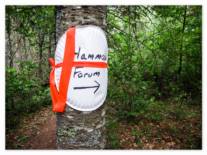 sign on trail for the group hang