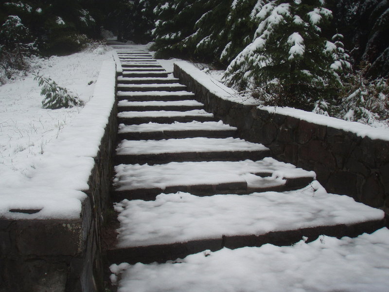 snowy steps to Sherard Point