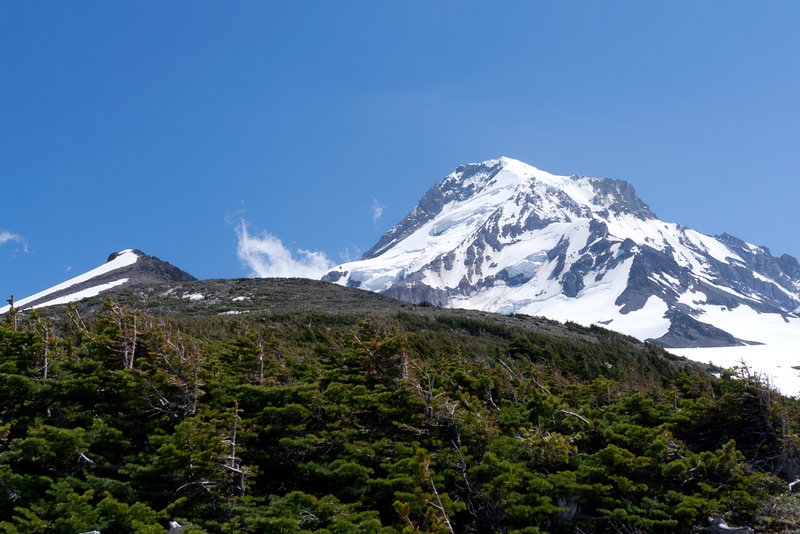 View from our lunch spot on Mount Hood. Barrett Spur on the left.