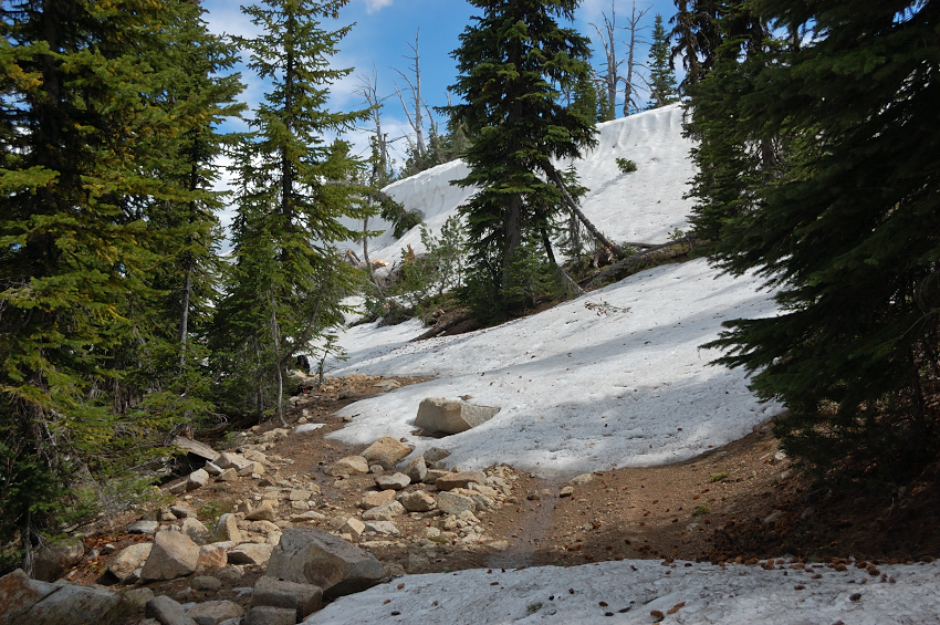 The snowdrift at Cracker Saddle
