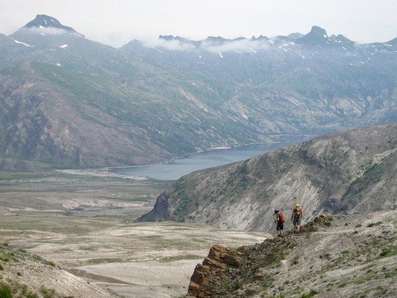 Coldwater Peak (L) and the Dome (R) above Spirit Lake