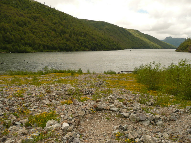 A rocky beach at Coldwater Lake