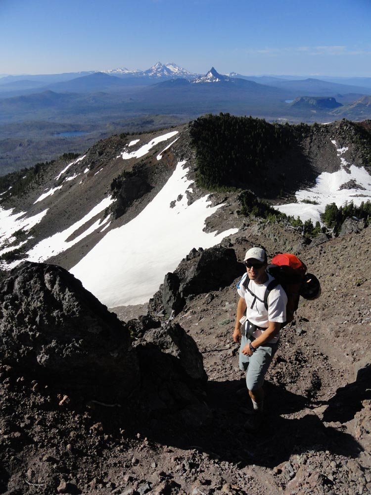 Hiking up the scree ridge