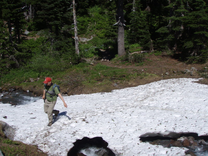 Snow bridge right before Cairn Basin