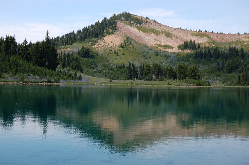 Shoe Lake, with the butte we climbed earlier today
