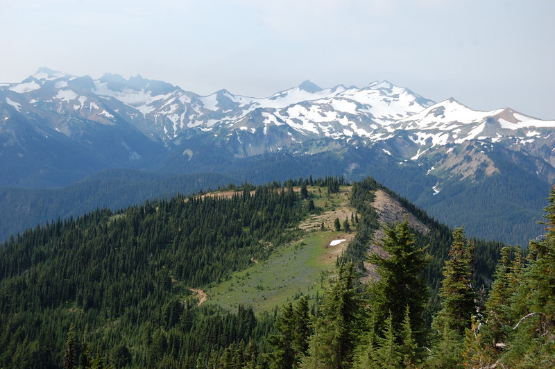 There were good, albeit smoky, views from the butte we hiked up ("Point 6652")