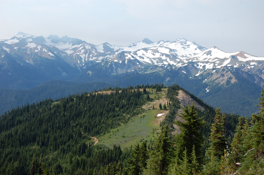 There were good, albeit smoky, views from the butte we hiked up ("Point 6652")