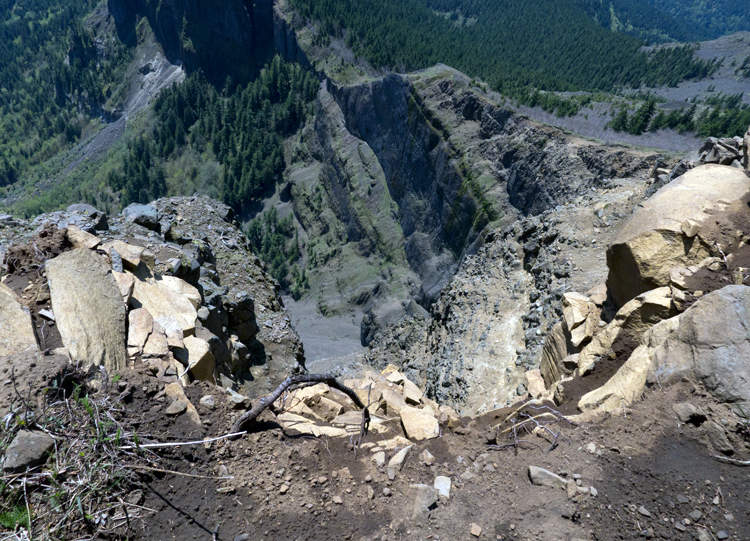 Looking down the cliff
