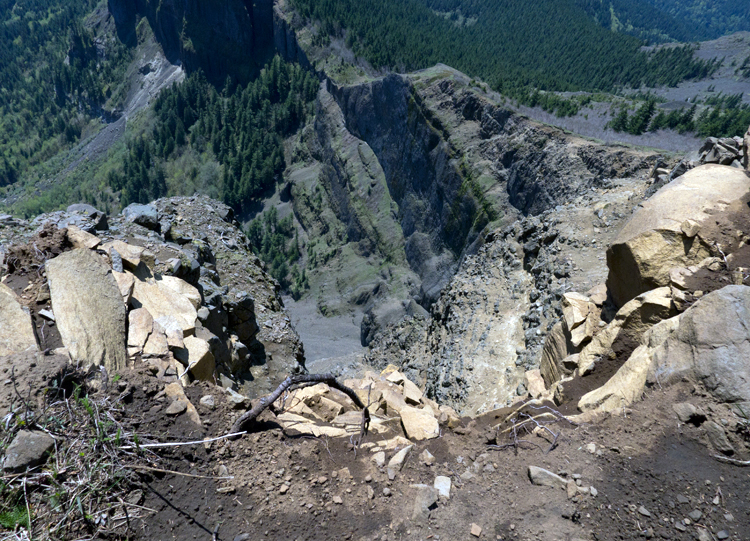 Looking down the cliff